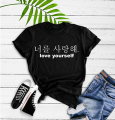 Korea fashion, Funny T Shirt, Love, blacktshirt