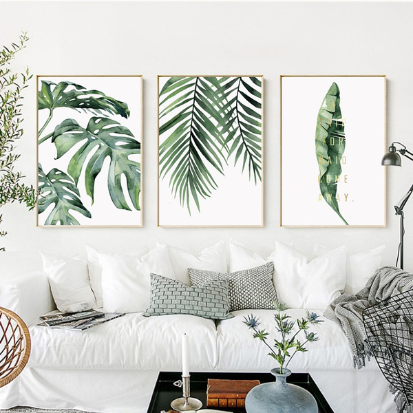 Nordic Decoration Watercolor Plant Leaves Poster Prints Canvas Wall Art Painting 