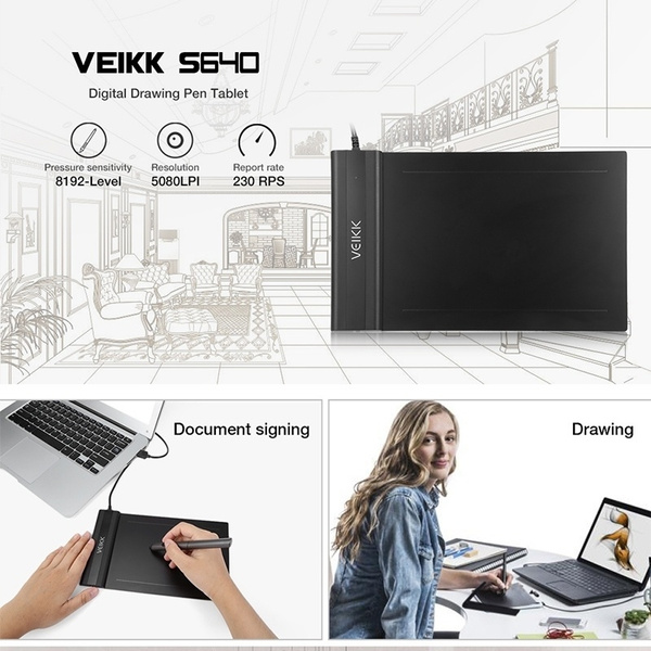  Drawing Tablet,VEIKK S640 Digital Graphics Tablet, 6x4