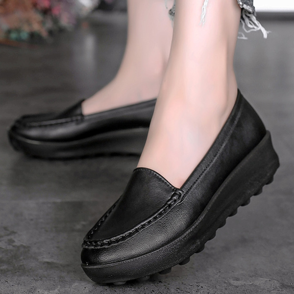 Women Casual Shoes Thick Sole Shoes Lady Casual Leather Shoes Nurse ...