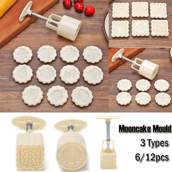 6 Flowers Shapes Hand Pressed Mooncake Mold Ice Pastry Mould DIY Tools