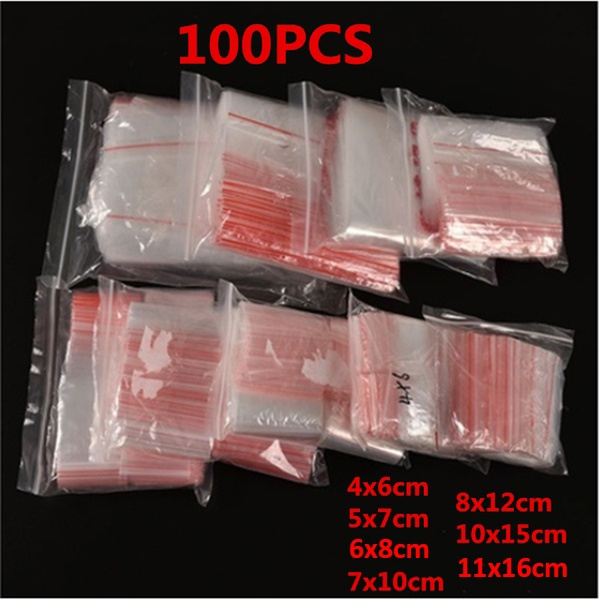 100X Clear Grip Self Press Seal Resealable Zipped Plastic Jewelry