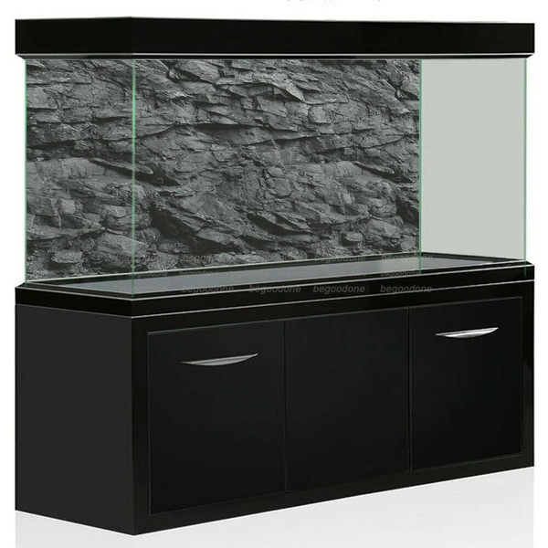 Aquarium Background Poster 3D Effect Black Stone Texture Fish Tank Backdrop Decorations | Wish