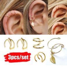 goldplated, earringsset, leaf, Jewelry