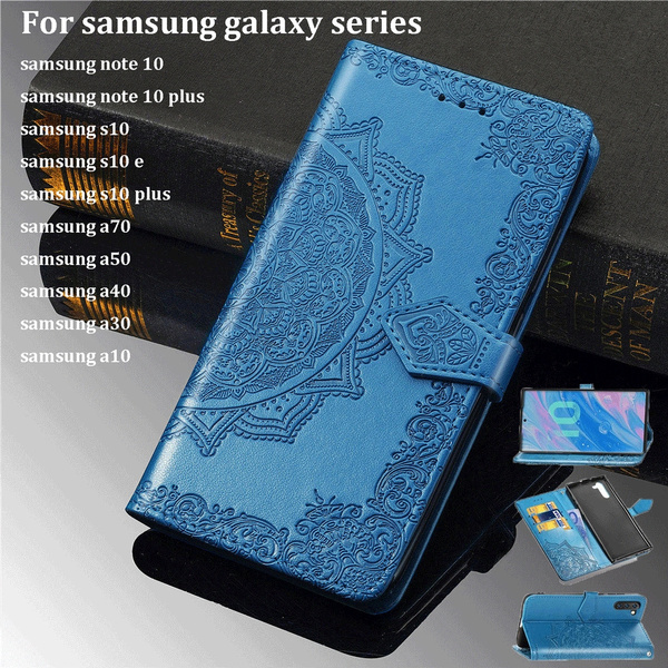 Estuche De Cuero Genuino para cubierta Samsung Galaxy Note 10 Hecho a Mano Cartera Libro Biblia 