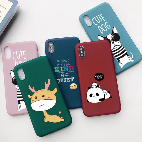 Cartoon Panda Dog Cute Cell Phone Case For Apple iPhone XS Max X XR 8Plus  7Plus 6Plus Lovely Animal Print Soft TPU Silicone Back Cover Cases For  iPhone 8 7 6 6s