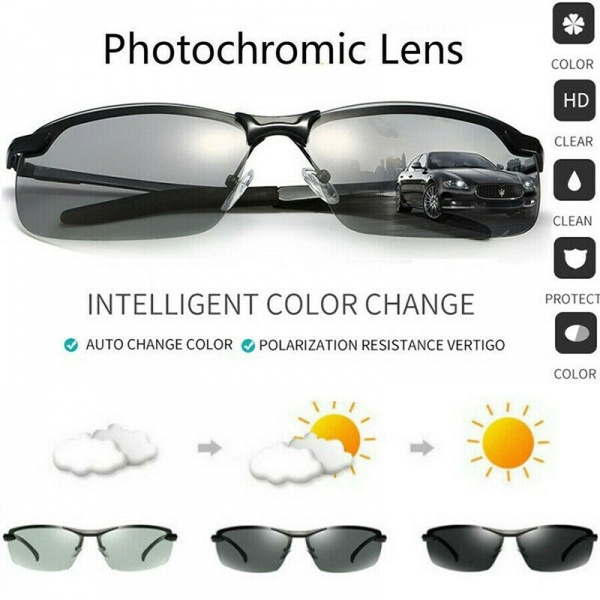 Men Photochromic Lens Polarized Sunglasses Outdoor Driving Fishing Glasses NEW.