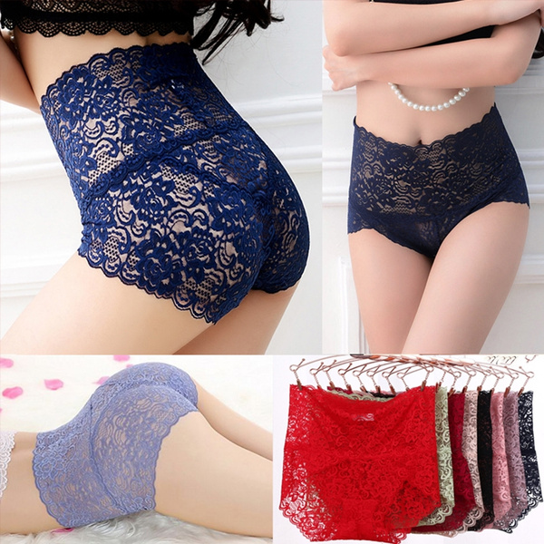 Women's Panties High Waisted Lace Cotton Crotch Tummy Shaping Butt