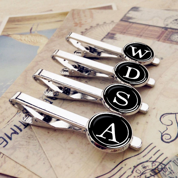 26 Alphabet Letters Tie Clips Men Fashion Custom Name Tie Pin Bar Clasp