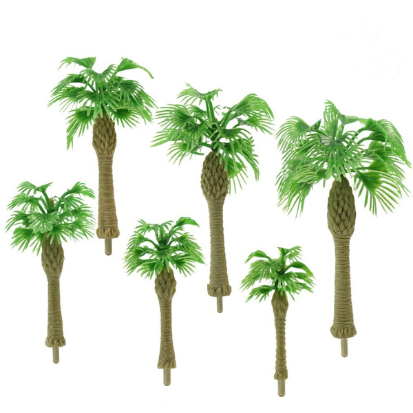 YS03 10pcs 7.8 inch Model Coconut Trees Palm Model Layout Train Scale 1/50 O HO 