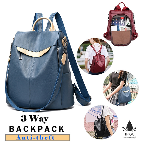 Women PU Leather Backpack Travel Backbag Shoulder Bag Girls