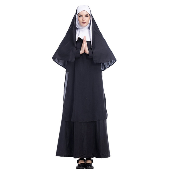 Wholesale Virgin Mary Nuns Costumes for Women Sexy Long Black Nuns Costume  Arabic Religion Monk Ghost Uniform Halloween | Wish