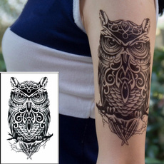 Owl, art, waterprooftattoosticker, armtattoosticker