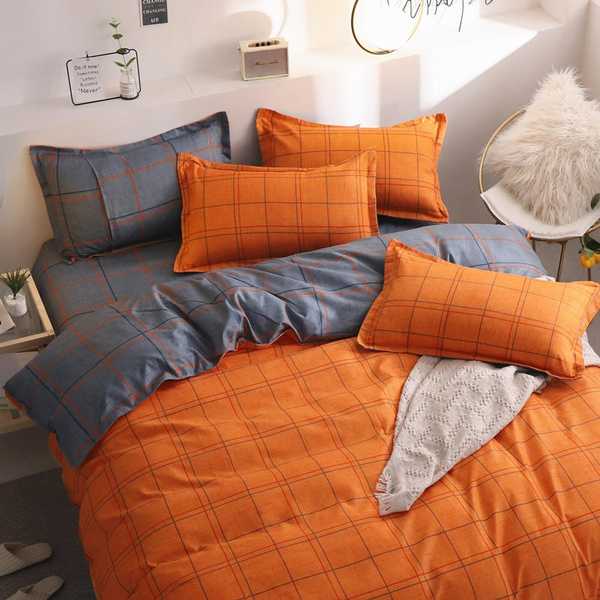 orange plaid duvet cover