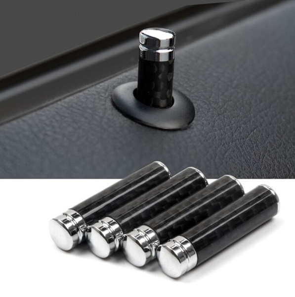4X Carbon Fiber Door Lock Stick Pin Cap 