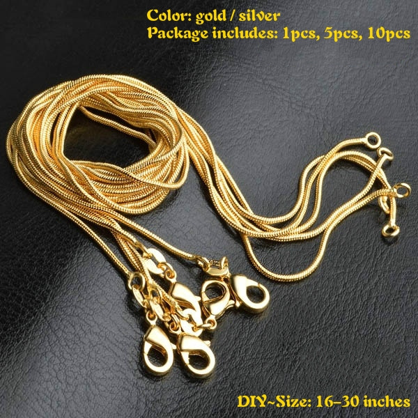 Wholesale ~ Fashion Jewelry 1mm 16-38 Inch Gold Chain Necklace Fashion ...