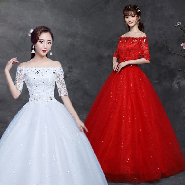 red and white wedding gowns