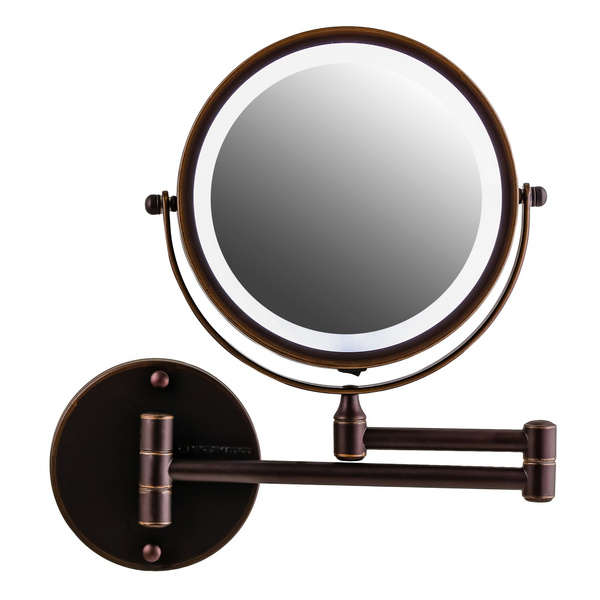 Ovente Lighted Wall Mounted Makeup, Wall Mount Magnifying Mirror Oil Rubbed Bronze