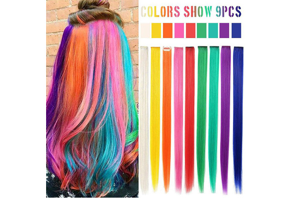 9PCS Rainbow Hair Accessories Multi Color Party Highlights