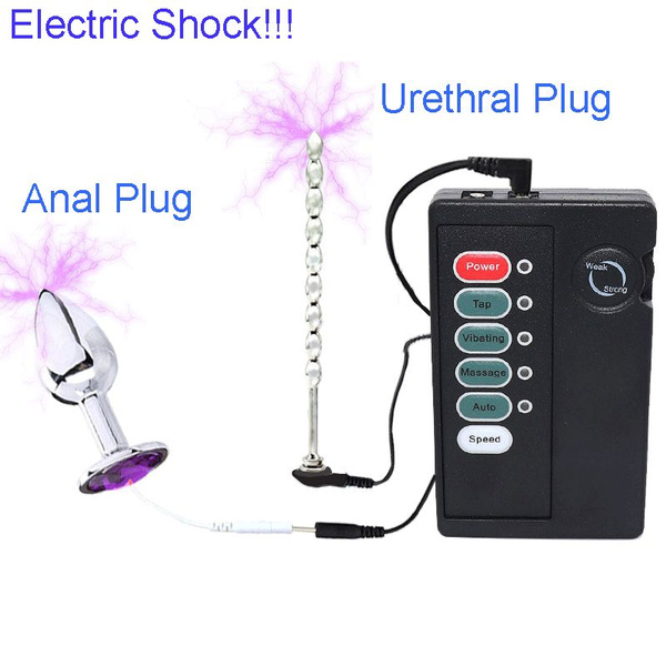 2019 New Electric Shock Prostate Massage Anal Plug Male Urethral Plug Masturbation Sex Toys 3341