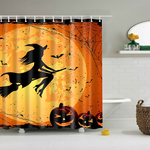Halloween Horror Face and Hand Shadow Fabric Shower Curtain Set Bathroom Decor 