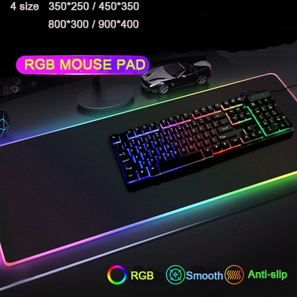 Size_3 800X400X4Mm Game Mouse Pads RGB Wired Lighting Gamers Anime Mouse Pad Keyboard Colorful Glowing Pc Pad Anime Pad