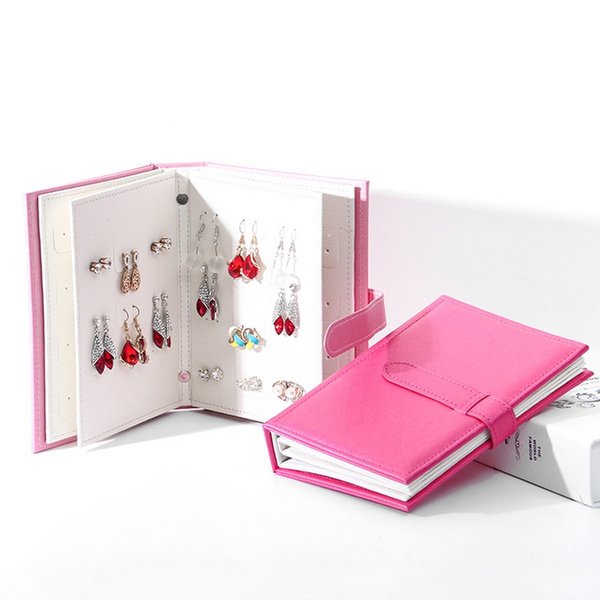 Stud Earrings Collection Book PU Leather Earring Storage Box