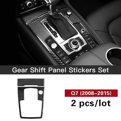 For Audi Q7 Carbon Fiber Center Console Gear Shift Box Cover Trim 2pcs 2008-2015