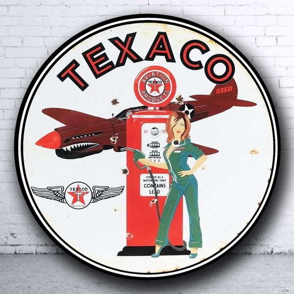 Texaco Aviation Gasoline Porcelain Sign Station Pump Plate Motor Oil  Vintage Metal Tin Sign Retro Tin Plate Sign Wall Art Decor Poster 30