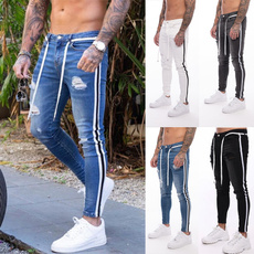 men's jeans, Fashion, Elastic, Casual pants