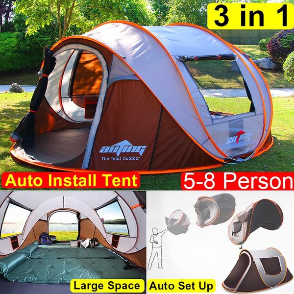 8 Person Outdoor Camping Tent Waterproof Auto Setup UV Sun Shelters Hiking 