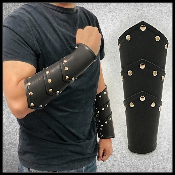 Medieval Leather Arm Armor Larp Leather Armor Rivets Bracer Studs Cuff Wish