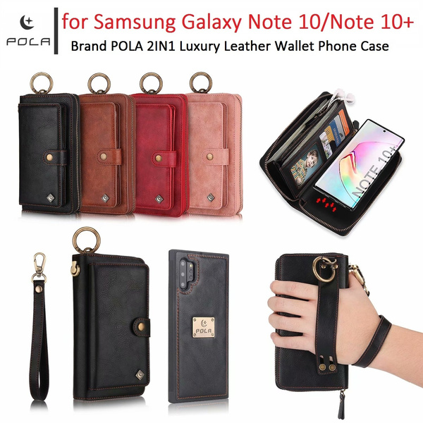 New Brand POLA 2 In 1 Design Luxury Leather Purse Handbag Card Holder Detachable Wallet Case for Samsung Galaxy Note 10 Samsung Galaxy Note 10