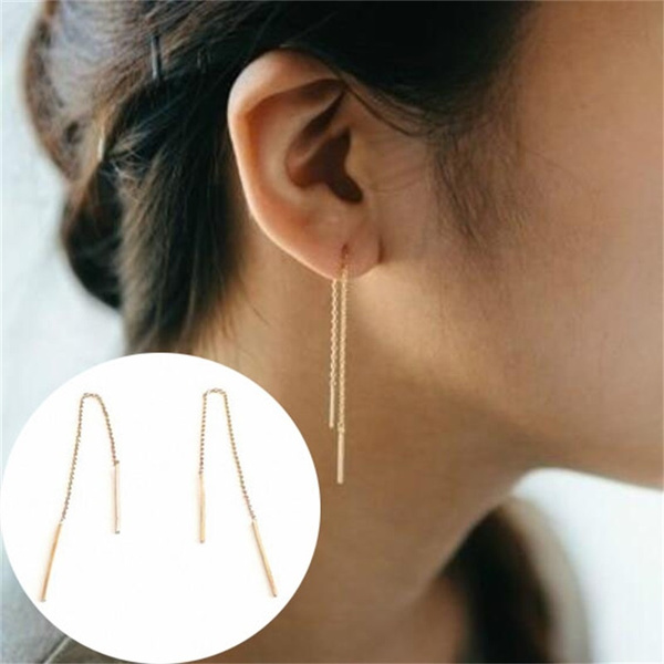 Gold Thread Earrings Rose Gold