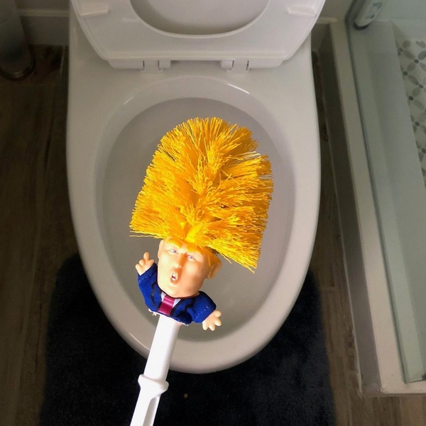 Brush Gag Prank Joke Gift nuoshen Political humour Funny Novelty Toilet Brush,2*brushes+1* Pedestal Creative Bathroom Toilet Scrubber