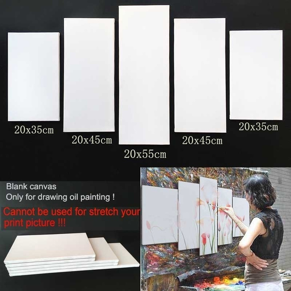 5 Panel White Blank Canvas Board Stretched Canvas Art Wooden Board Frame  for Primed Oil Painting Acrylic Paint Artist Painter Gallery School DIY  Crafts Art Supplies