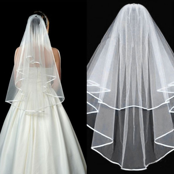 White Bridal Wedding Veil Bride To Be Bachelorette Hen Party Bridal Shower Bride  Veil