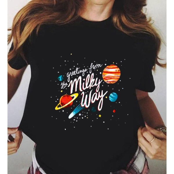 Summer Casual Star Planet Shirt Greeting From The Milky Way T Shirt S XXXL