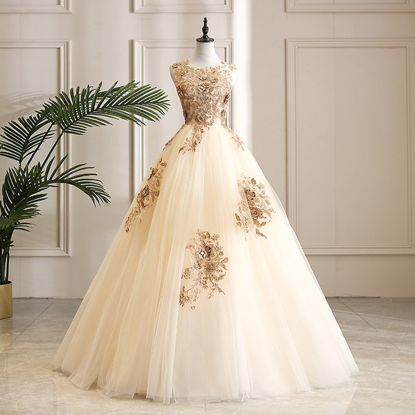 two piece champagne quince dress