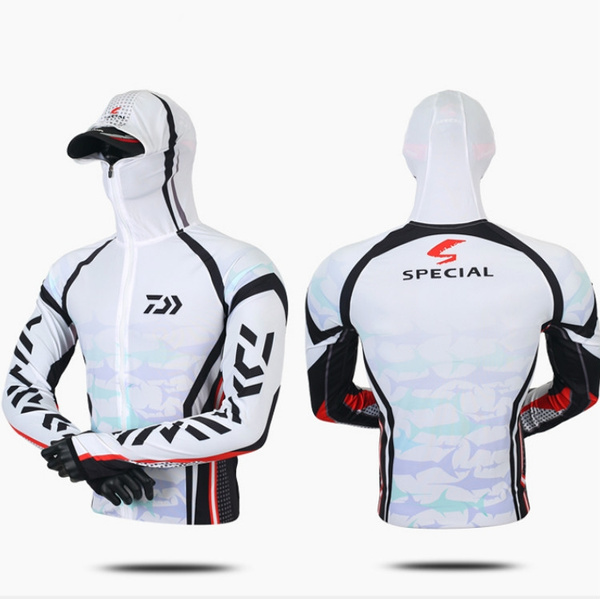 Daiwa Professional Fishing Hoodie Anti-UV Sunscreen Sun Protection Face  Neck Fishing Shirt Breathable Quick Dry Fishing Clothes