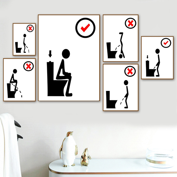 Wall Art Canvas Painting Nordic Posters, Black And White Framed Art For Bathroom
