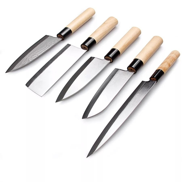 Kitchen Knife Set Japanese Sushi Sashimi Fish Meat 5Cr13Mov Steel Wood  Handle 9