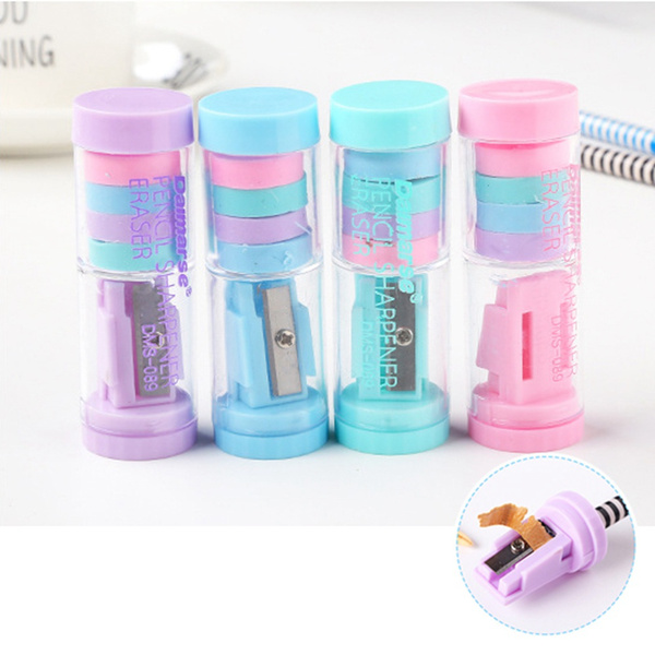 Mini Cute Pencil Sharpener and eraser For Student Stationery Gifts Kids R7K3 