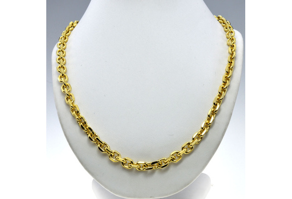 Mens Gold Tone Necklace Chain 50cm 80cm Length For Men Or Boy Gift Jewelry 7mm Band Width Wish