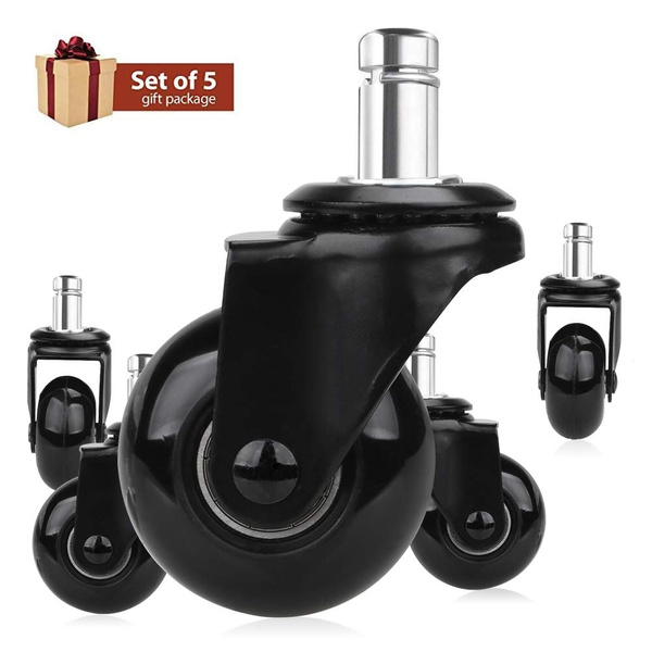 Ultra Heavy Duty Mastery Mart Rollerblade Style Caster Wheel Replacement for Office Chair IKEA Stem Size 10x22 mm Matte Black Swivel Chair Quiet Smooth on Floors Floor Protecting 