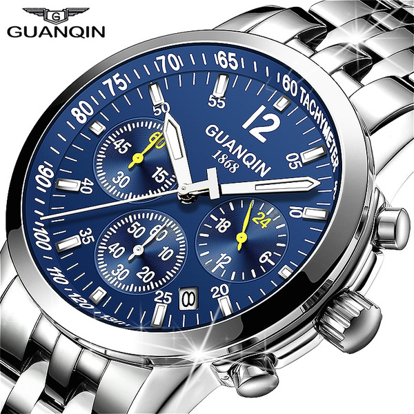 GUANQIN Men Business Quartz Waterproof Sport Leather Watch Montre