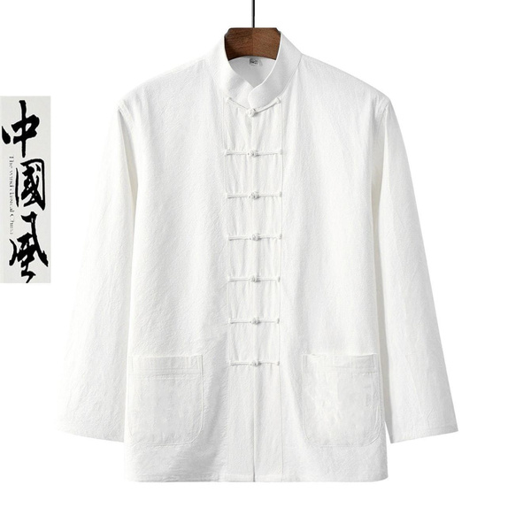 Kinesisk traditionel bomulds- og Tang-shirt Kung Fu-jakke Retro Simple (Størrelse: M-4XL, 5Farver) | Wish