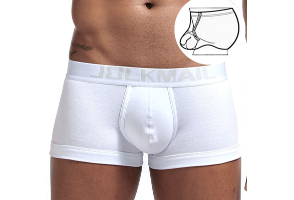 Men Boxer Pouch U Convex Cotton Breathable Men Underwear Button Adjustment  Ring