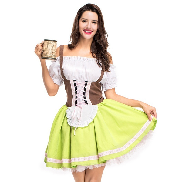 Plus Maid Fancy Dress Cosplay tysk ølpige Sexet Dirndl Deguisement Halloween til kvinder Oktoberfest | Wish
