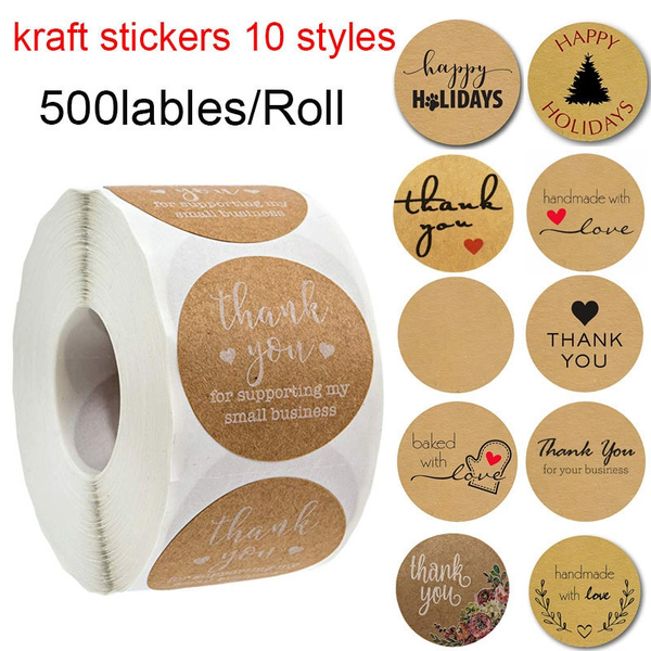 1500 1.5/1" Kraft Paper Thank You for Supporting My Small Business Sticker Label 